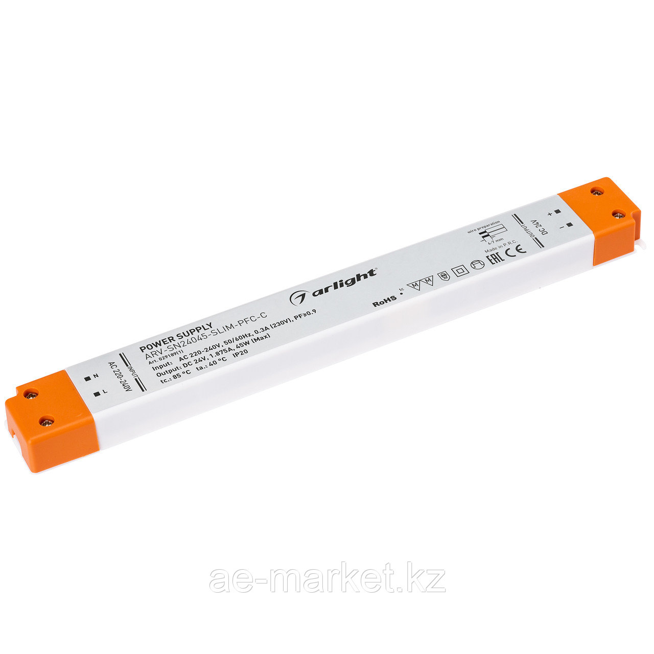 Блок питания ARV-SN24045-SLIM-PFC-C (24V, 1.87A, 45W) (Arlight, IP20 Пластик, 3 года) (029189(1))