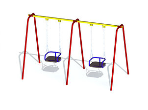 Качели на металлических стойках двойные, с гибкой подвеской (Кч 0004)