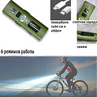 Фонарь для велосипеда повербанк 6 режимов роботы хаки