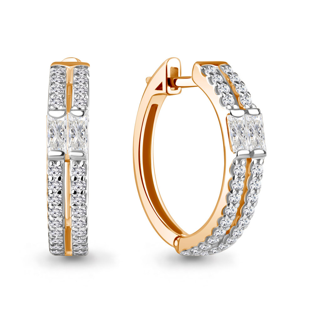 Серьги конго из серебра Фианит Aquamarine 400072А.6 серебро с позолотой