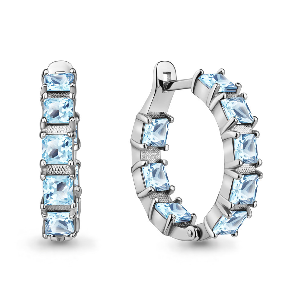 Серебряные серьги Топаз Лондон Блю Фианит Aquamarine 45002102.5 серебро с родием
