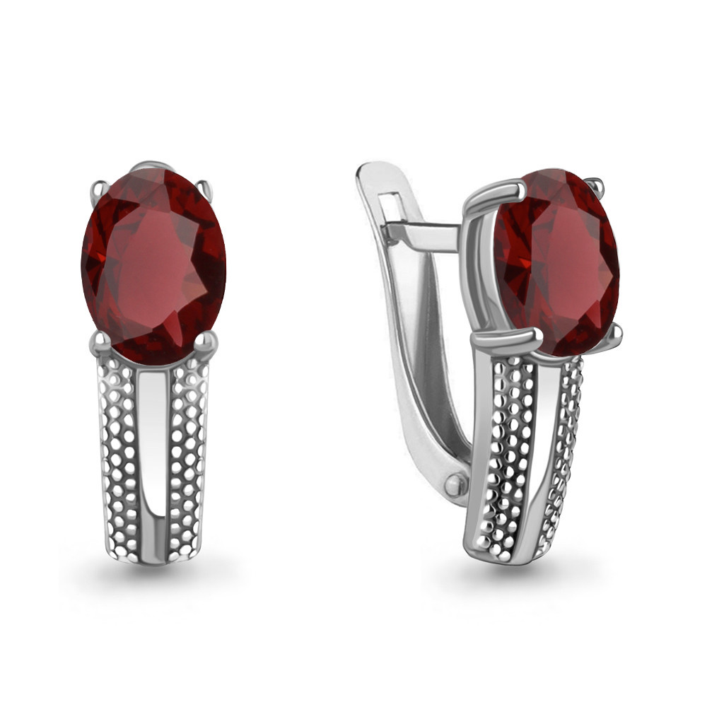Серьги серебряные классические Гранат Aquamarine 4962103.5 серебро с родием