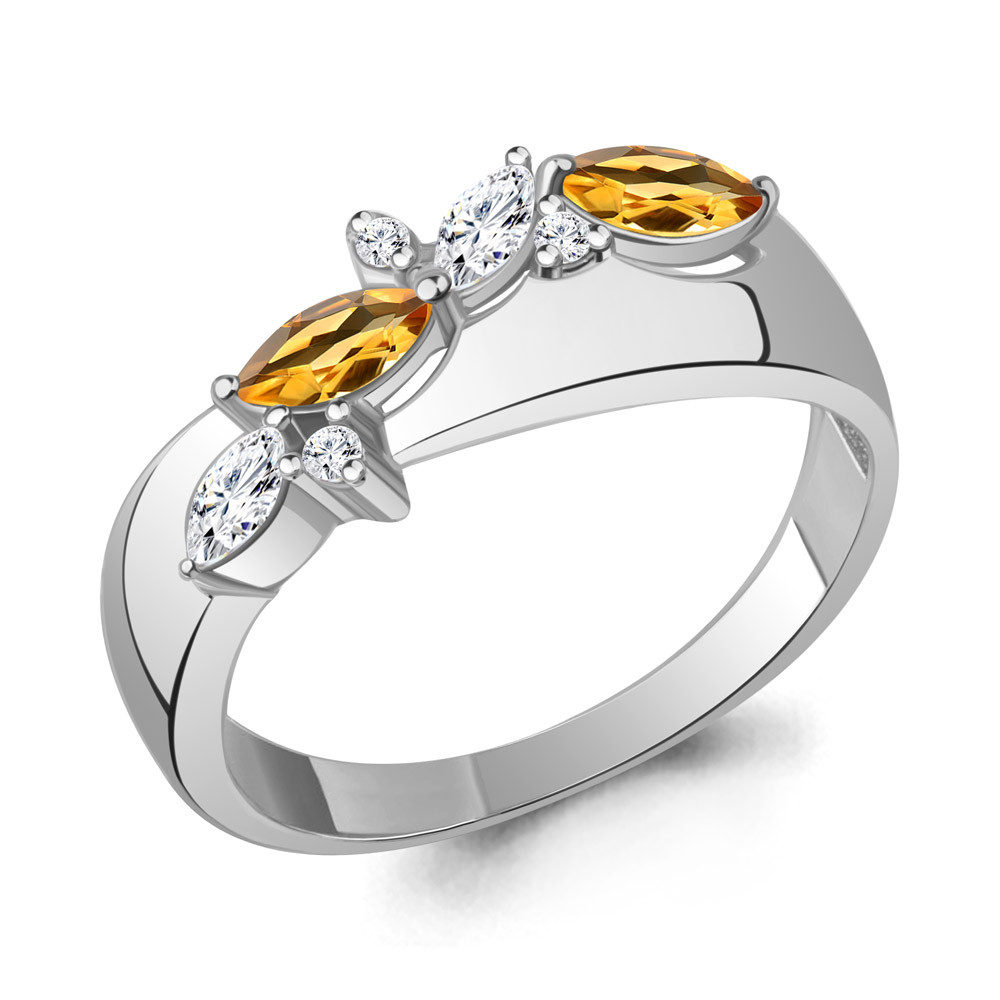 Серебряное кольцо Aquamarine 65001206А.5 серебро с родием, фото 1