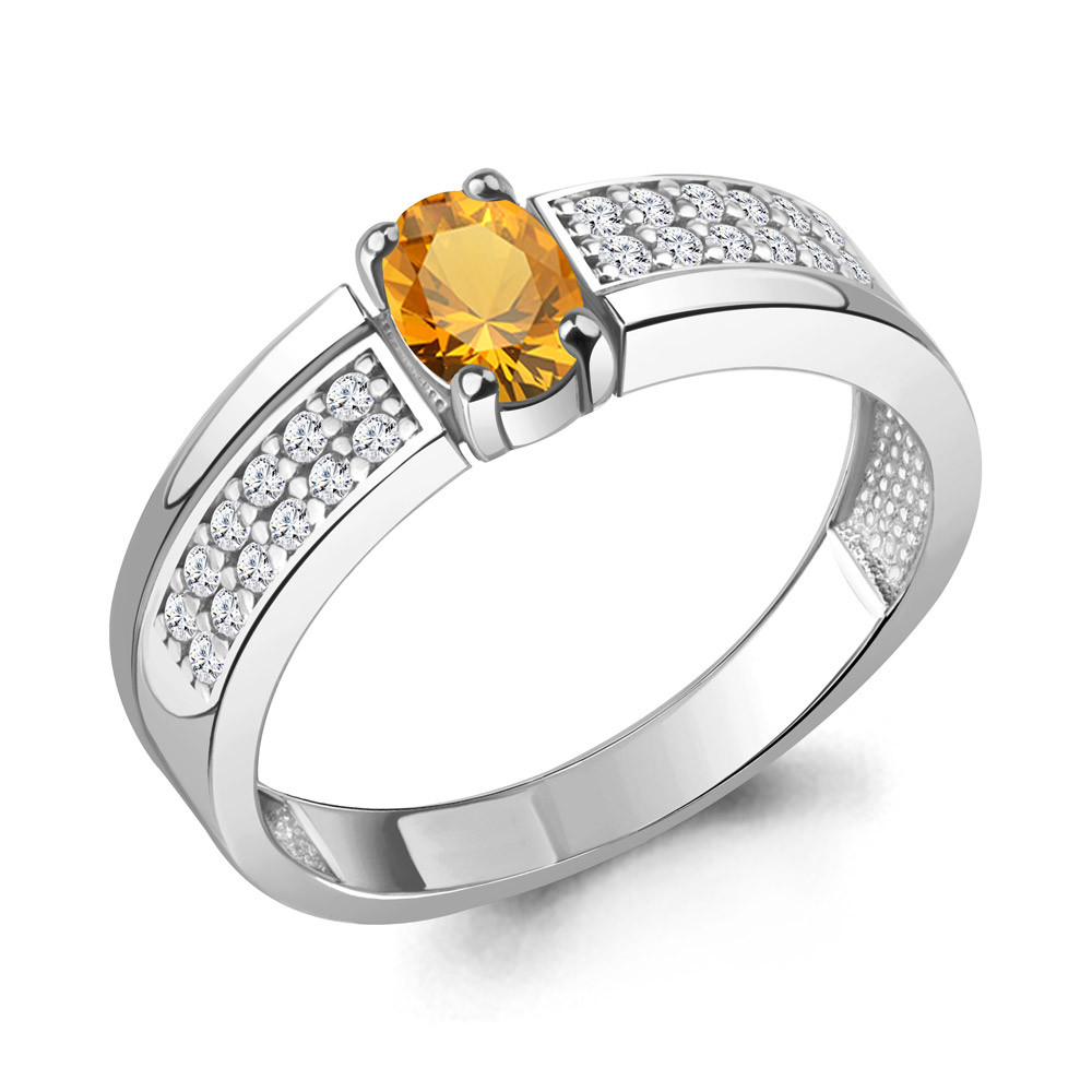 Серебряное кольцо Наноизумруд Фианит Aquamarine 6980506А.5 серебро с родием, фото 1