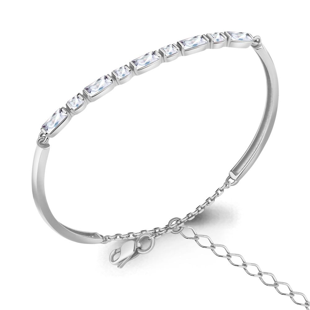 Серебряный браслет Фианит Aquamarine 74630.5 серебро с родием, фото 1