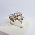 Серьги из серебра с фианитами Индия O132 вид цветок, с английским замком, фото 2