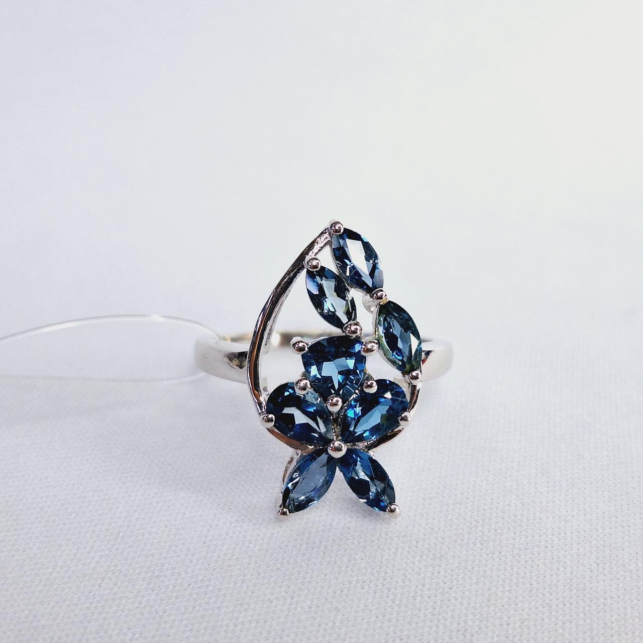 Серьги из серебра с фианитами Индия N694 , синий, с английским замком, фото 1