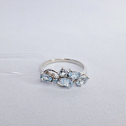 Серьги из серебра с фианитами Индия N511 , голубой, с английским замком