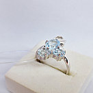 Серьги из серебра с фианитами Индия N465 , голубой, с английским замком, фото 2