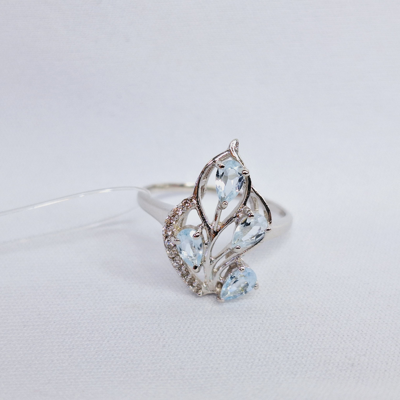 Серьги из серебра с фианитами Индия N462 , голубой, с английским замком, фото 1