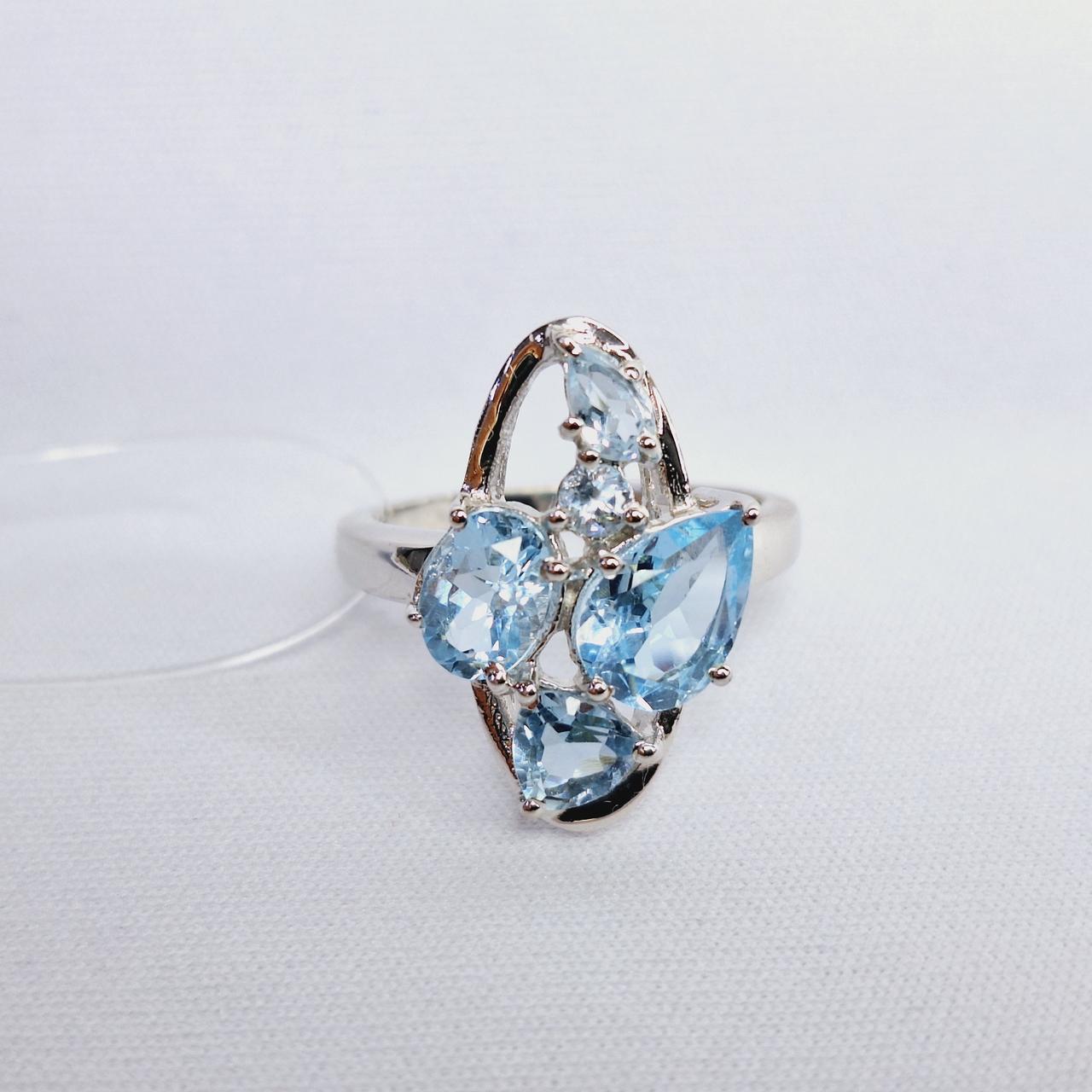 Серьги из серебра с фианитами Индия N695  вид висячие, голубой, с английским замком, фото 1