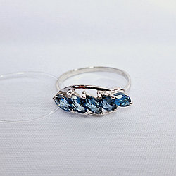 Серьги из серебра с фианитами Индия N505  вид висячие, синий, с английским замком