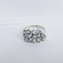 Серьги из серебра с фианитами Индия N463  вид висячие, голубой, с английским замком