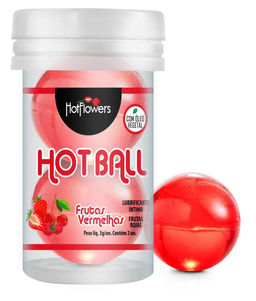 Лубрикант AROMATIC HOT BALL на масляной основе в виде двух шариков (аромат красных ягод)