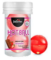 Лубрикант AROMATIC HOT BALL на масляной основе в виде двух шариков (аромат клубники в шоколаде)