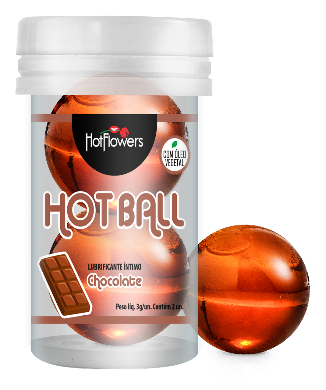 Лубрикант AROMATIC HOT BALL на масляной основе в виде двух шариков (аромат шоколада)