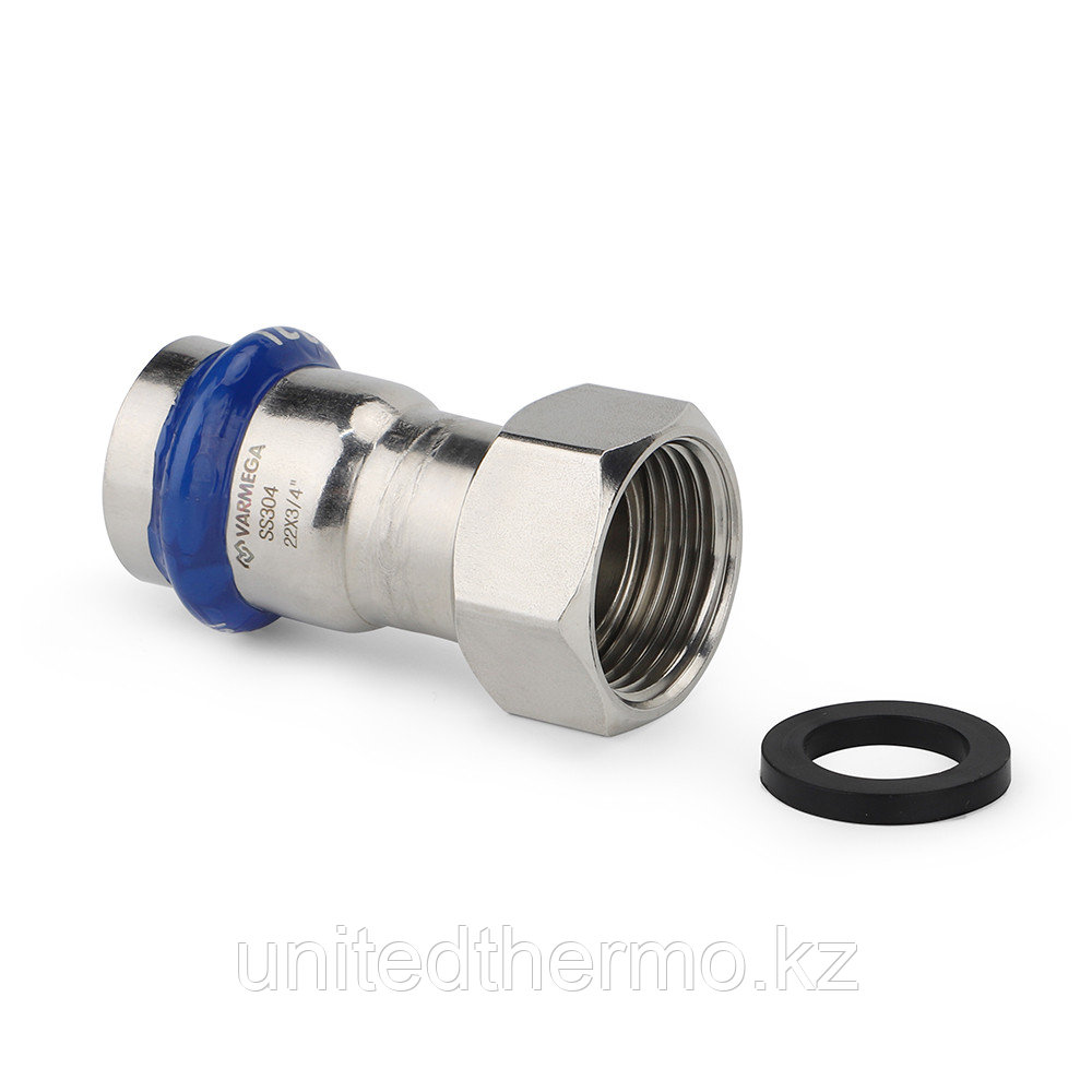 Муфта 22x3/4" раструбная с накидной гайкой Varmega Inox Press