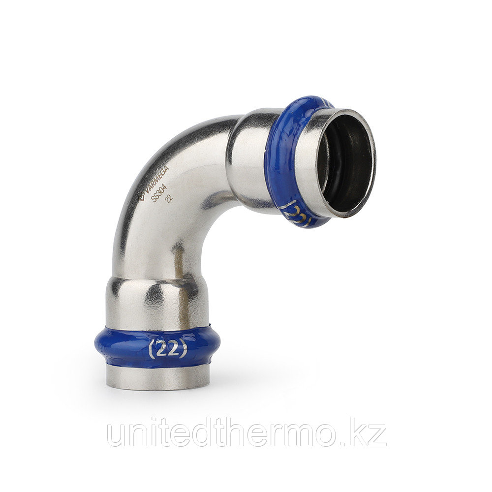 Угольник 28x28 90° двухраструбный Varmega Inox Press