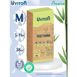 Подгузники Uviton размер M (5-11 кг) упаковка 38шт