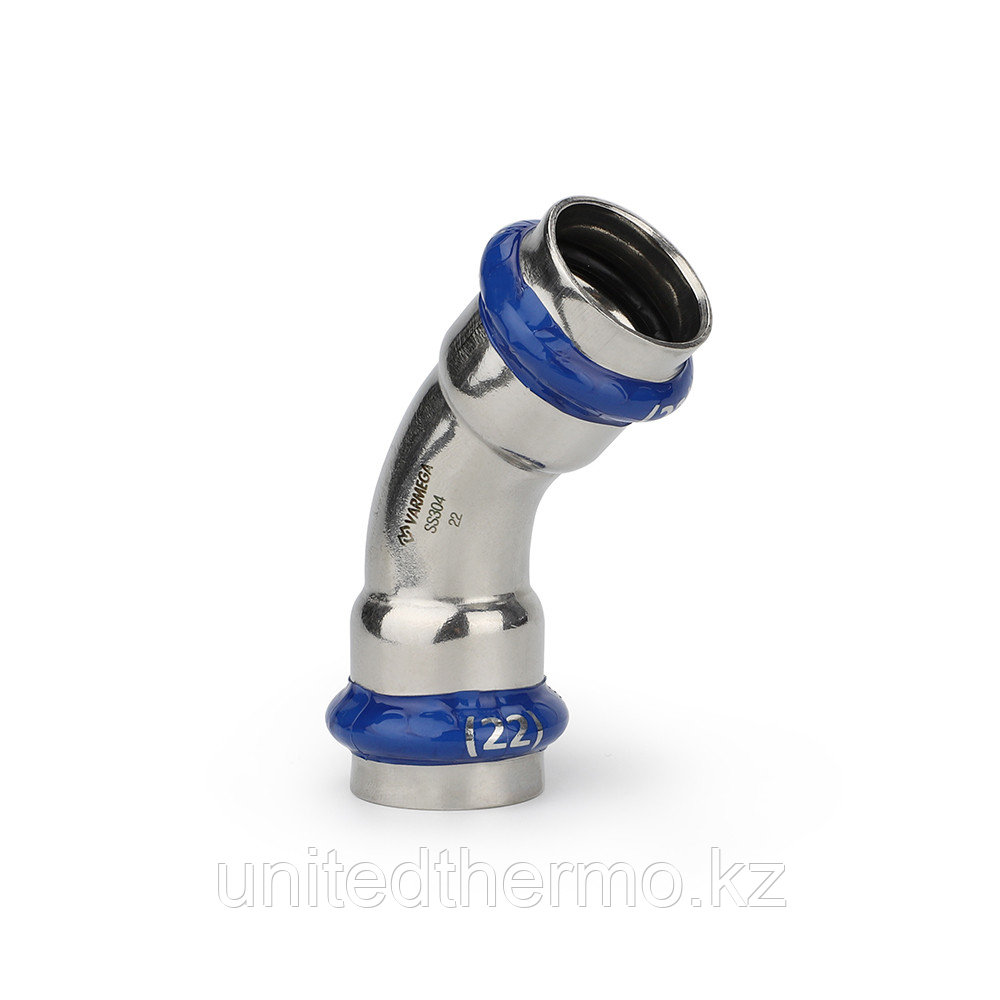 Угольник 18x18 45° двухраструбный Varmega Inox Press