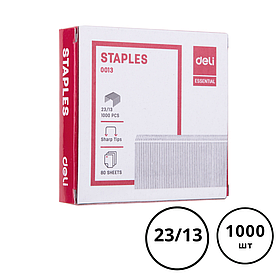Скобы DELI для степлера №23/13 (70-100 листов) 1000 шт/кор