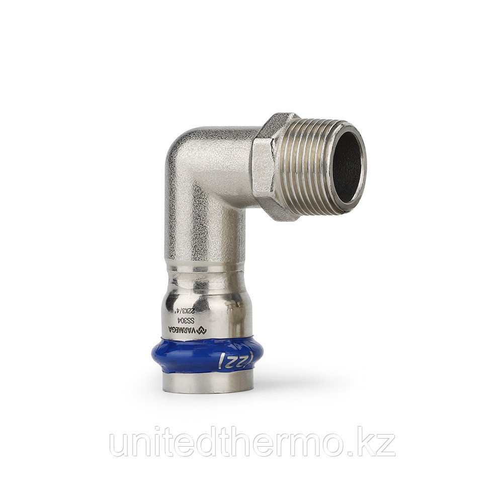 Угольник 35x1" с наружной резьбой раструбный Varmega Inox Press