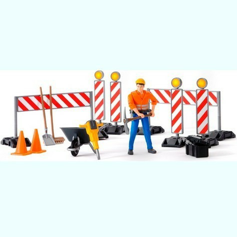 Bruder Набор знаков дорожных работ с фигуркой рабочего (Брудер 62-000), фото 1