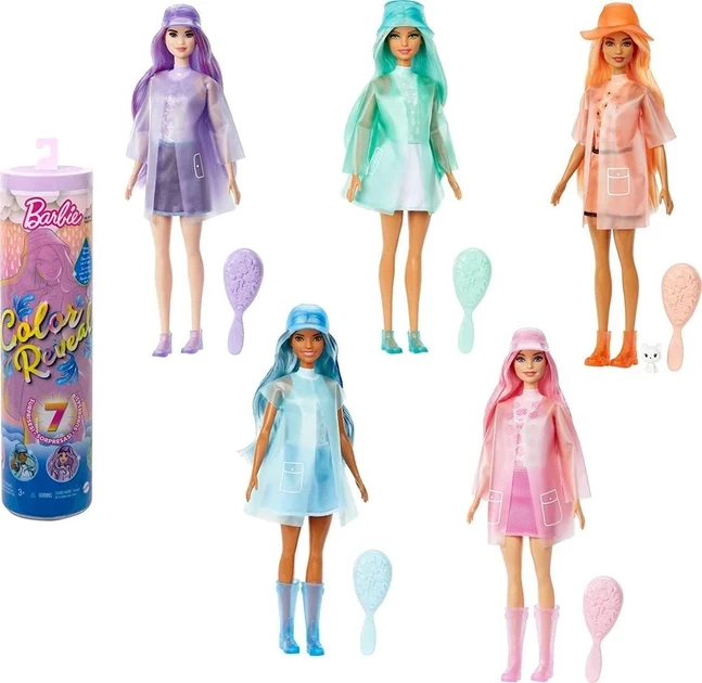 Barbie Цветное перевоплощение Кукла-сюрприз Барби, Color Reveal 4 серия HCC57