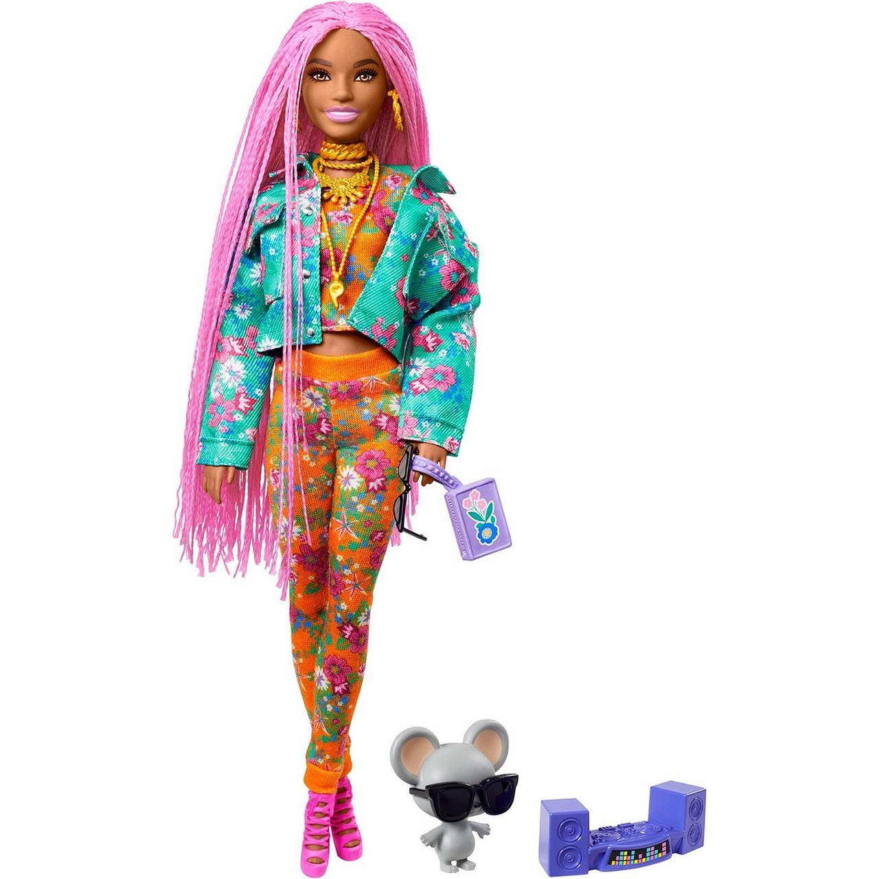 Barbie Экстра Модная Кукла c розовыми афрокосичками, Барби