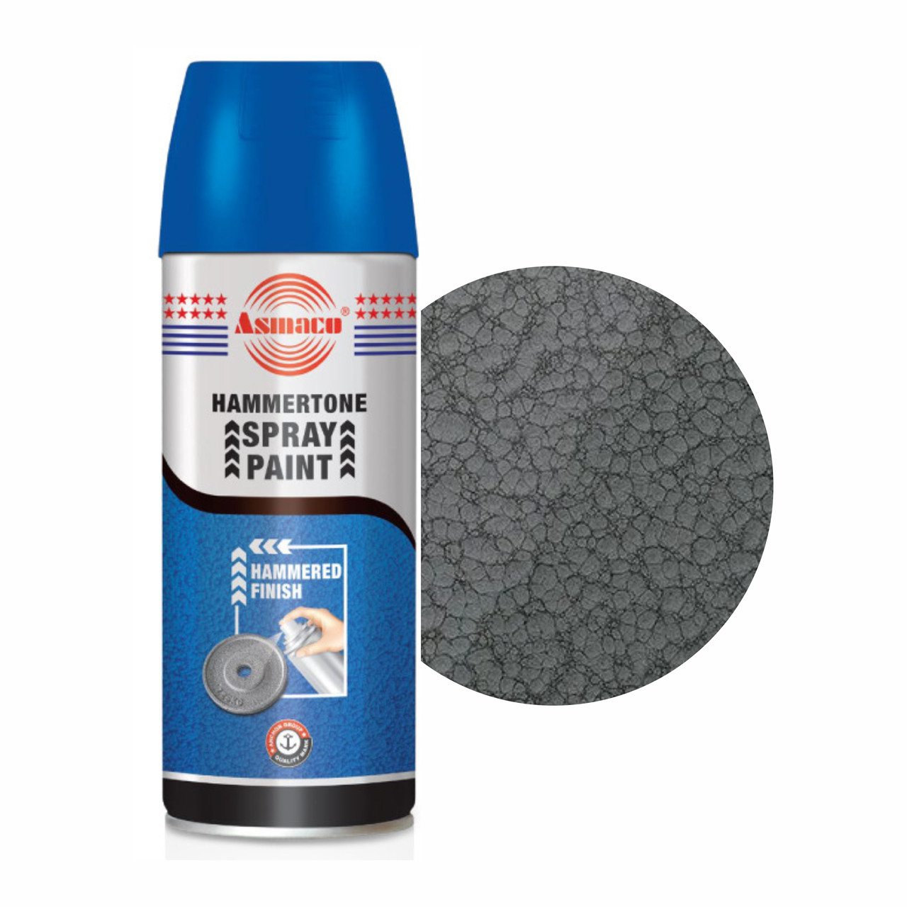 Аэрозольная краска Молоткового эффекта, СЕРЫЙ, Hammertone Spray Paint Grey ASMACO, 400 мл