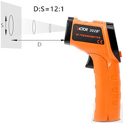 Бесконтактный инфракрасный термометр / пирометр Victor VC302B+