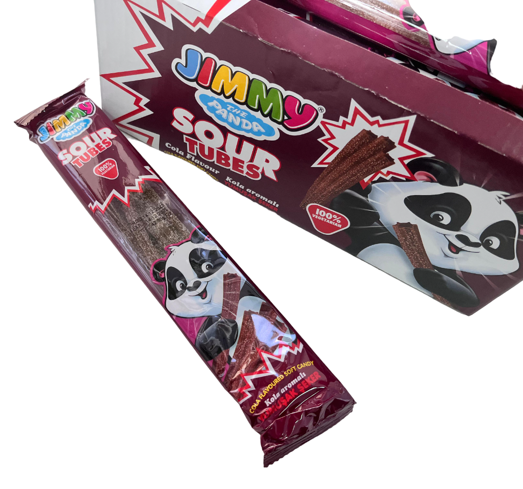 Жев.мармелад JIMMY  PANDA sour Tubes КОЛА 30 гр  (24 шт в упаковке)