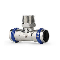 Тройник 28x1/2"x28 с наружной резьбой раструбный Varmega Inox Press