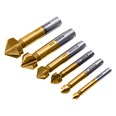 Набор зенковок, HSS, M3-M10, 6 шт, металл. кейс // Denzel