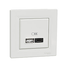 Розетка USB SE EPH2700421 Asfora A+С 45 Вт (быстрая зарядка) в сборе белый 2-011078