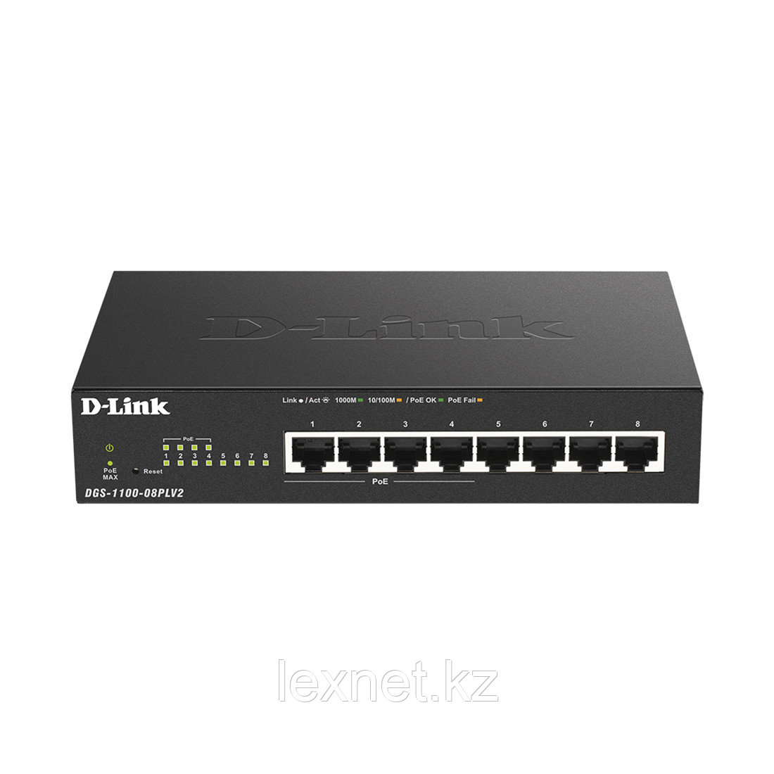 Коммутатор, D-Link, DGS-1100-08PLV2/A1A, Настраиваемый PoE  L2, 8 портов 10/100/1000Base-T