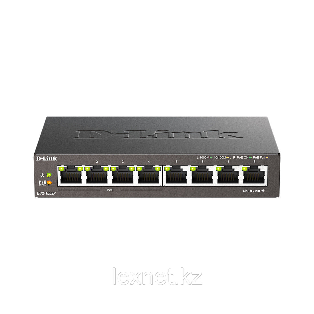 Коммутатор, D-Link, DGS-1008P/F1A, неуправляемый PoE