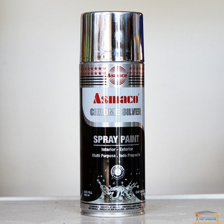 Краска аэрозольная акриловая ASMACO, Хром-серебристая (Chrome Silver), 400 мл