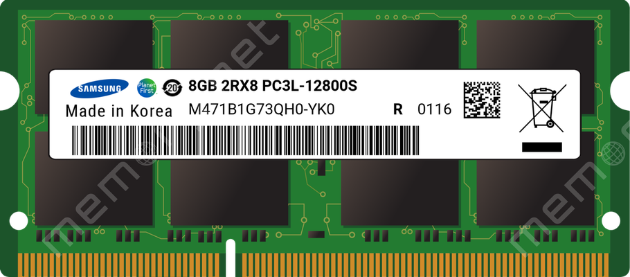 SO-DIMM DDR3L 8Gb 1600Mhz Samsung M471B1G73QH0-YK0, фото 1