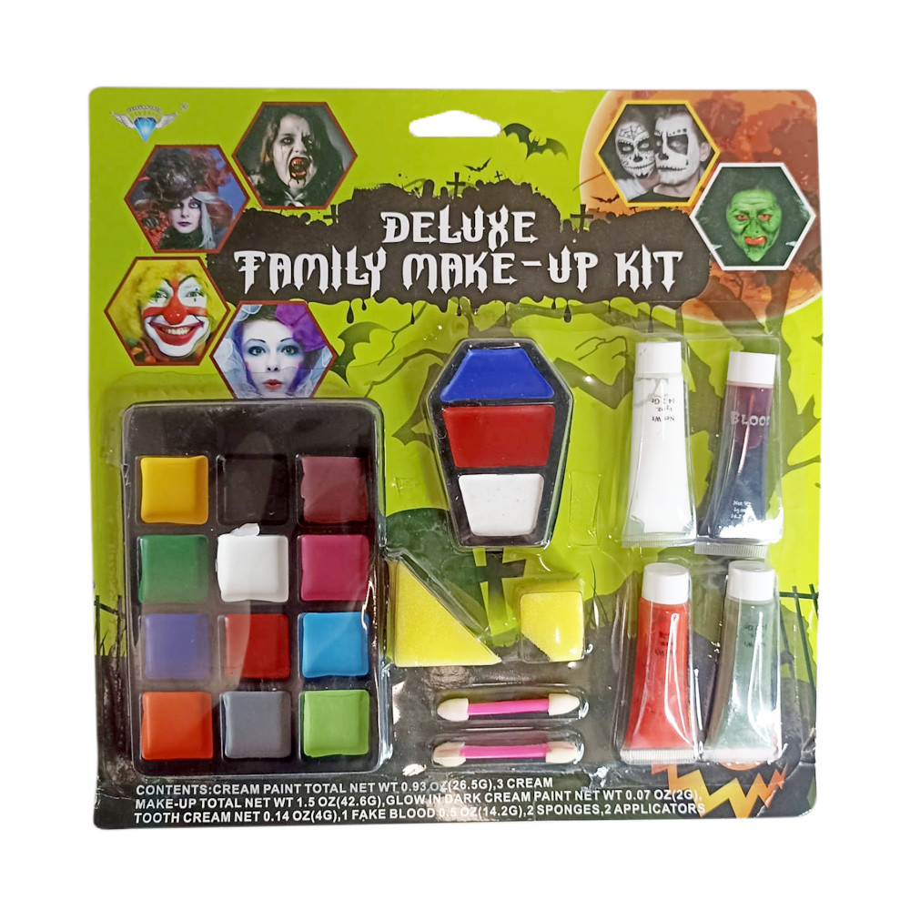Набор на хэллоуин краска аквагрим кровь, краски, грим, губка, кисточки 30х30см
