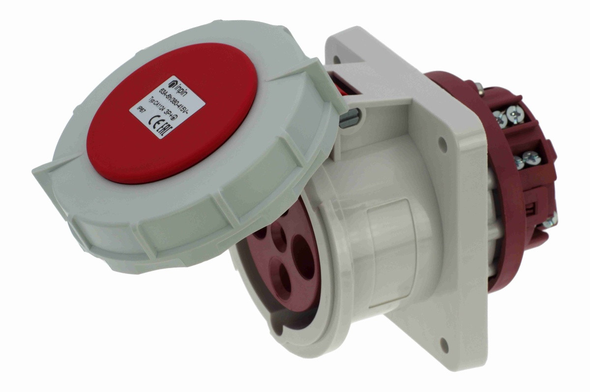 CA1124 INPIN Розетка встраиваемая 63A/400V/3P+E/IP67, фланец 100x107
