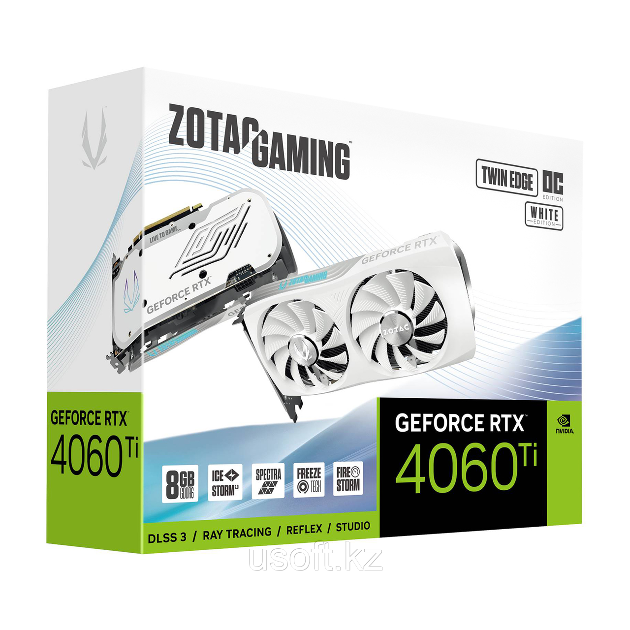 ВИДЕОКАРТА ZOTAC GAMING RTX 4060 TI TWIN EDGE OC WHITE EDITION ZT-D40610Q-10M, 8 GB, фото 1