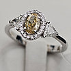 GIA Золотое кольцо 750 проба, бриллиант овал 0,51Сt SI1/FY VG трил. 0,37Сt 4/4A  0.09Ct 4/4A 18 р., фото 4