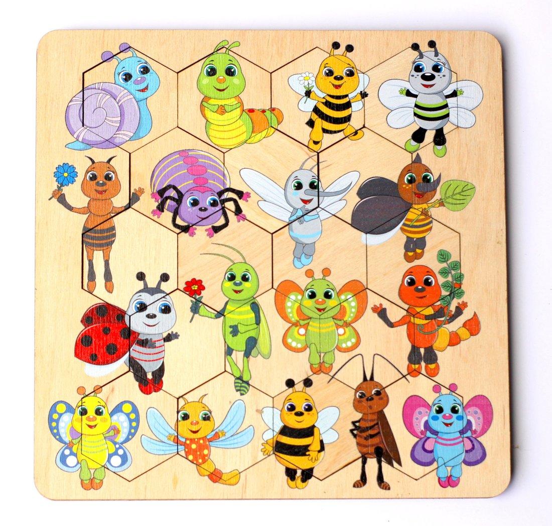 Деревянный пазл Занимательные соты «Букашки», фото 1