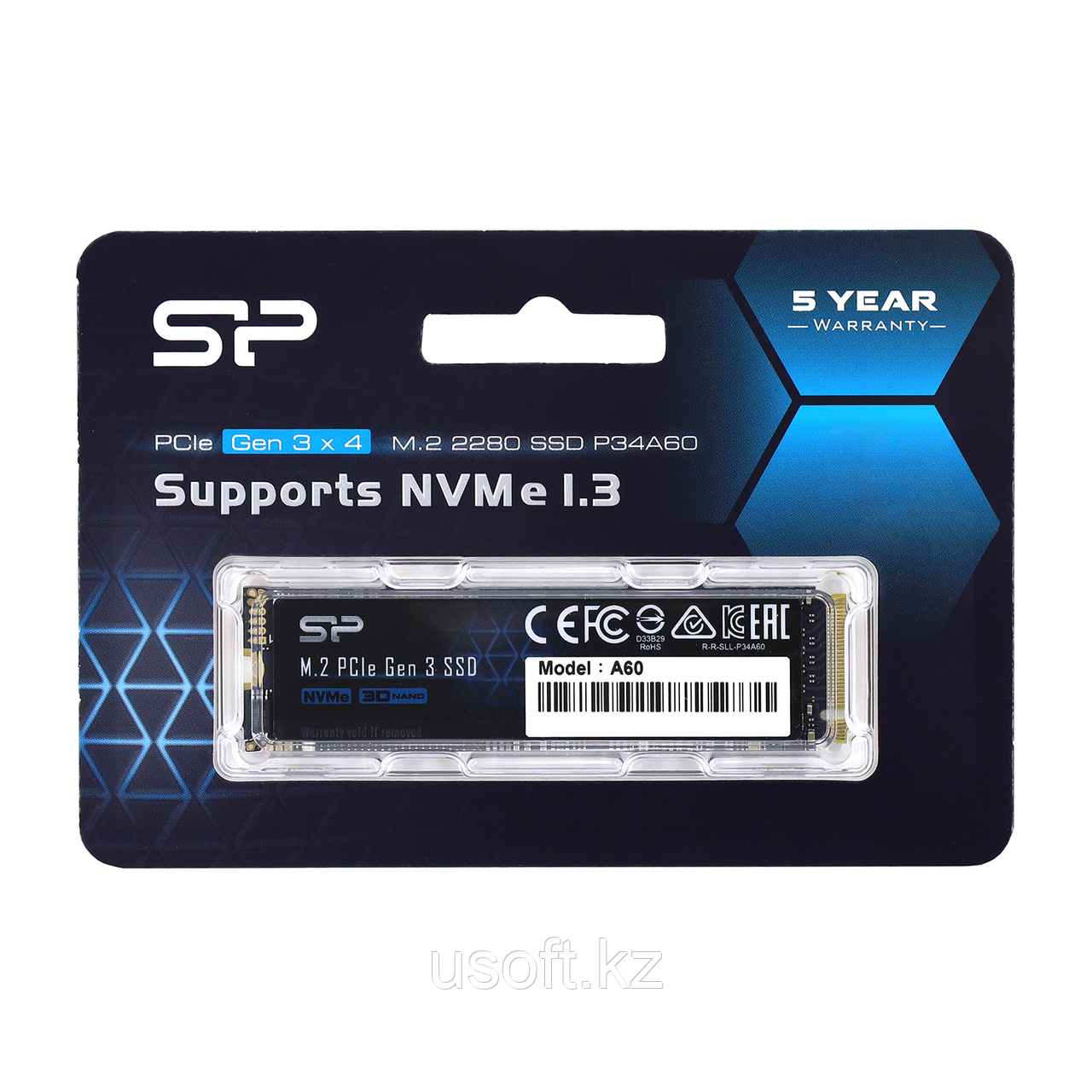 ТВЕРДОТЕЛЬНЫЙ НАКОПИТЕЛЬ SSD M.2 PCIE SILICON POWER A60 SP002TBP34A60M28 2 TB