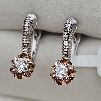 Золотые серьги 585 проба с бриллиантами 0.7Ct 5/4А