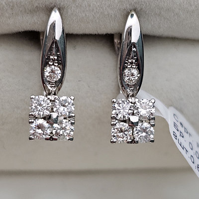 Золотые серьги 585 проба с бриллиантами 0,07Ct 4/4А 0,62Сt 4/4А