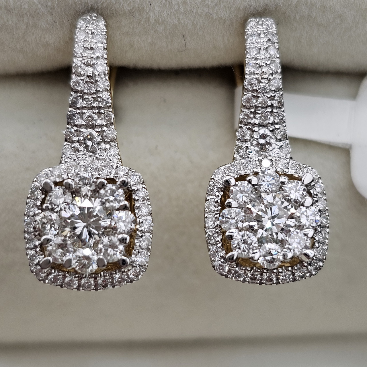 Золотые серьги  ж/з 585 проба с бриллиантами 0,45Ct 3/4 A ,0,78Сt 3/4 А