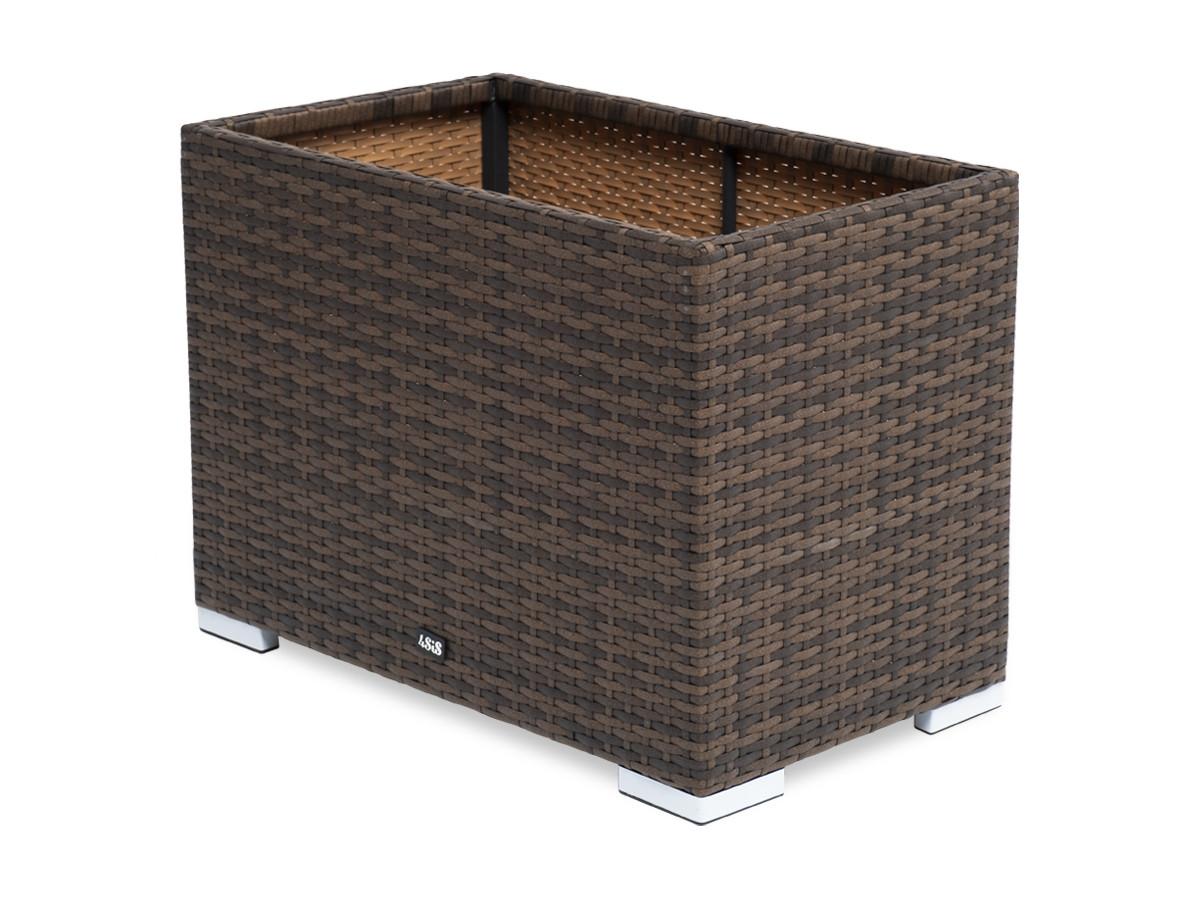 "Лунго" кашпо для цветов большое плетеное из искусственного ротанга, цвет графит, фото 1