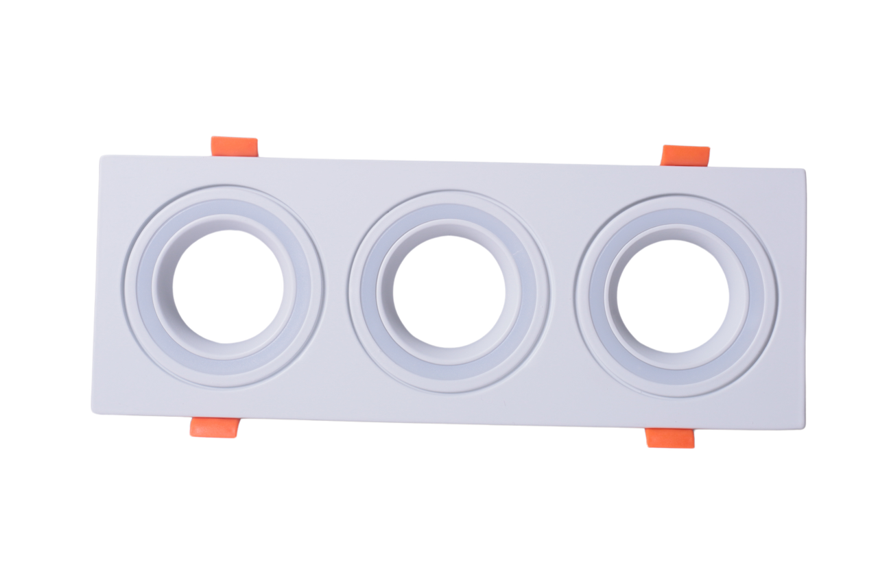 Low UGR Fixed Aluminium Downlight IP20 GU5.3 3 way White Square